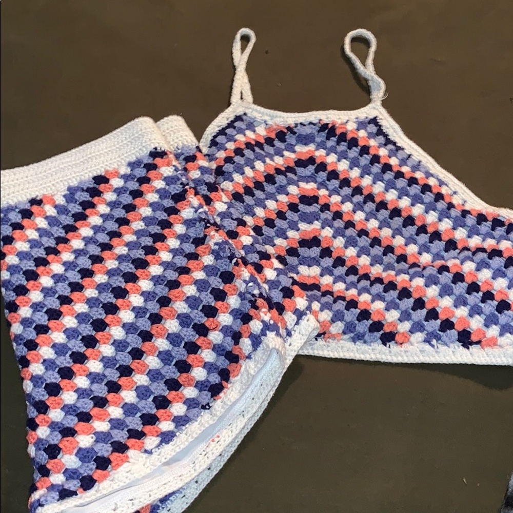Embroidered Halter and Short Set